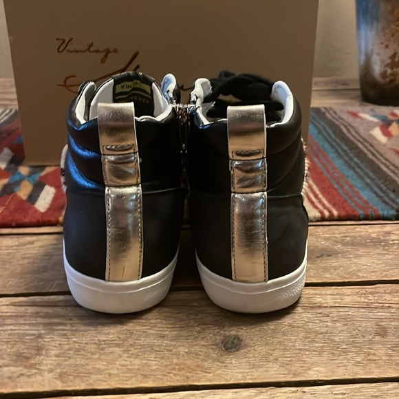 Vintage Havana black/leopard print hightop sneaker sz 9 women’s - Picture 4 of 12